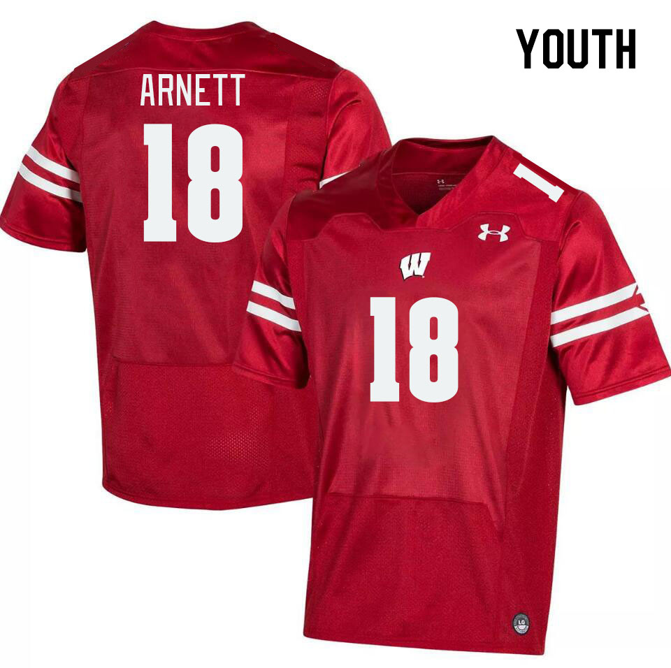 Youth #18 Owen Arnett Winsconsin Badgers College Football Jerseys Stitched Sale-Red